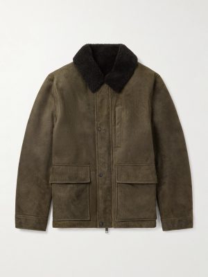 Shearling-Trimmed Suede Jacket