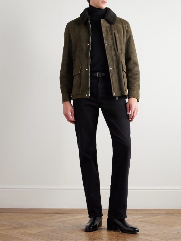 Shearling-Trimmed Suede Jacket - OU Shearling-Trimmed Suede Jacket - OU
