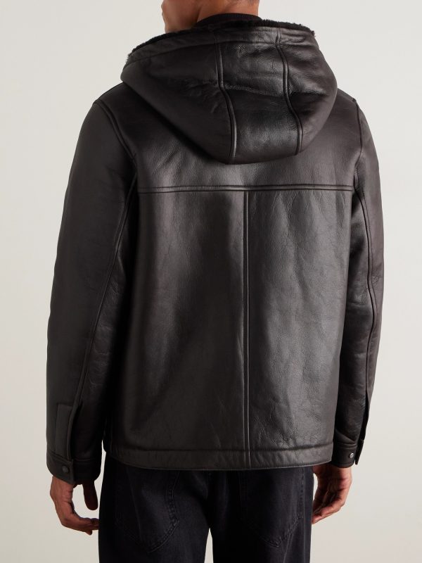 Shearling Hooded Jacket - BK Shearling Hooded Jacket - BK