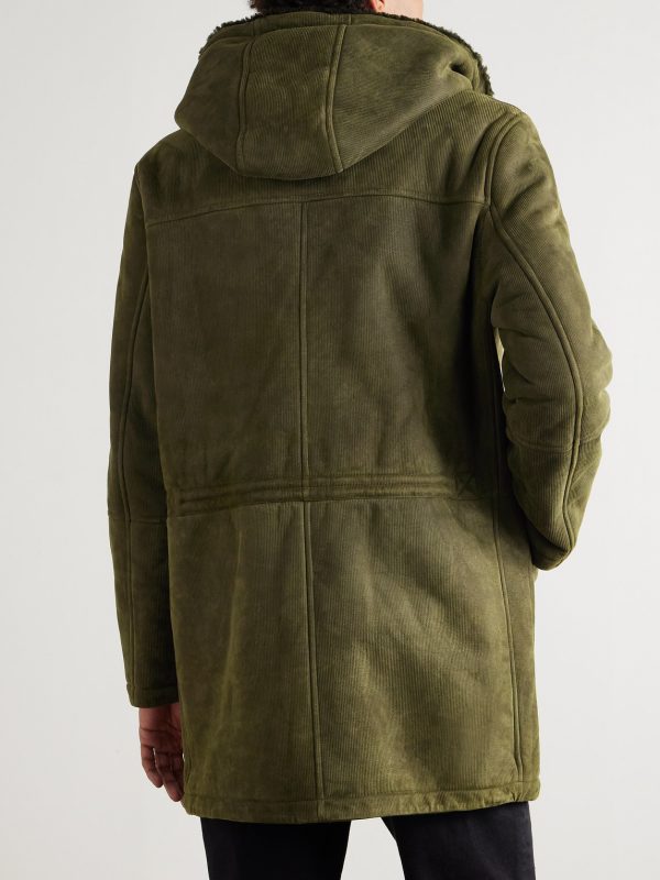 Ribbed Shearling Hooded Parka - BK Ribbed Shearling Hooded Parka - BK