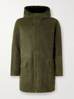 Ribbed Shearling Hooded Parka