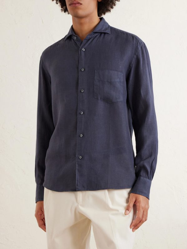 Phil Cutaway-Collar Linen Shirt - FR Phil Cutaway-Collar Linen Shirt - FR