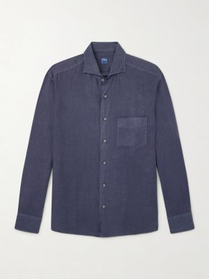 Phil Cutaway-Collar Linen Shirt Phil Cutaway-Collar Linen Shirt