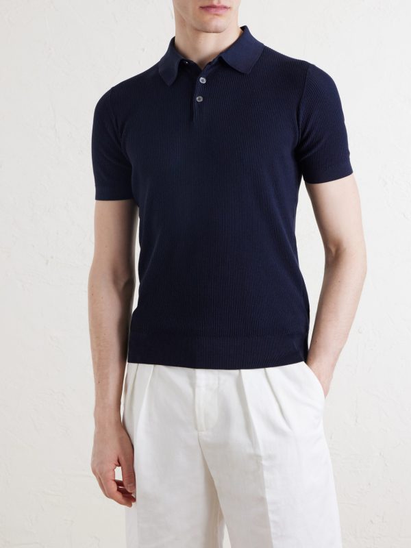 Rafael Ribbed Cotton Polo Shirt - FR Rafael Ribbed Cotton Polo Shirt - FR