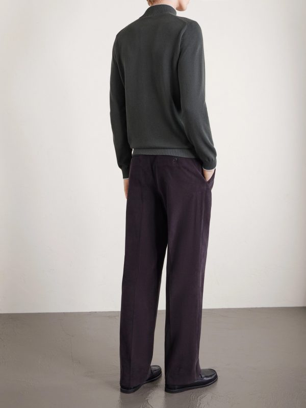 Cotton Zip-Up Sweater - BK