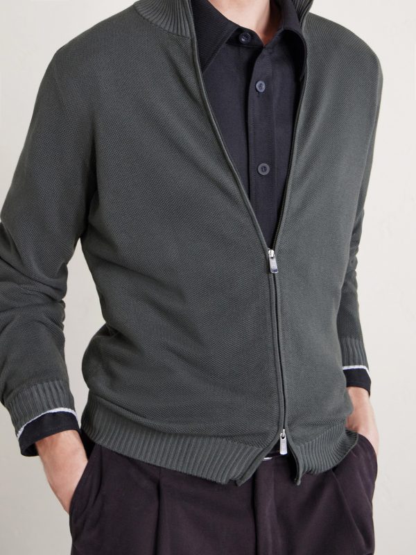 Cotton Zip-Up Sweater - CU