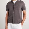 Camp-Collar Contrast-Tipped Linen and Cotton-Blend Shirt - FR