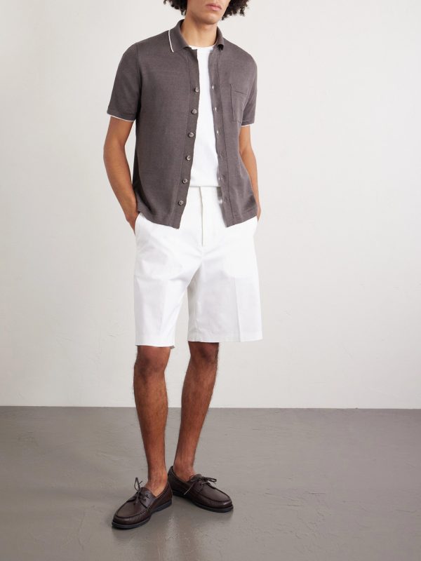 Camp-Collar Contrast-Tipped Linen and Cotton-Blend Shirt - OU