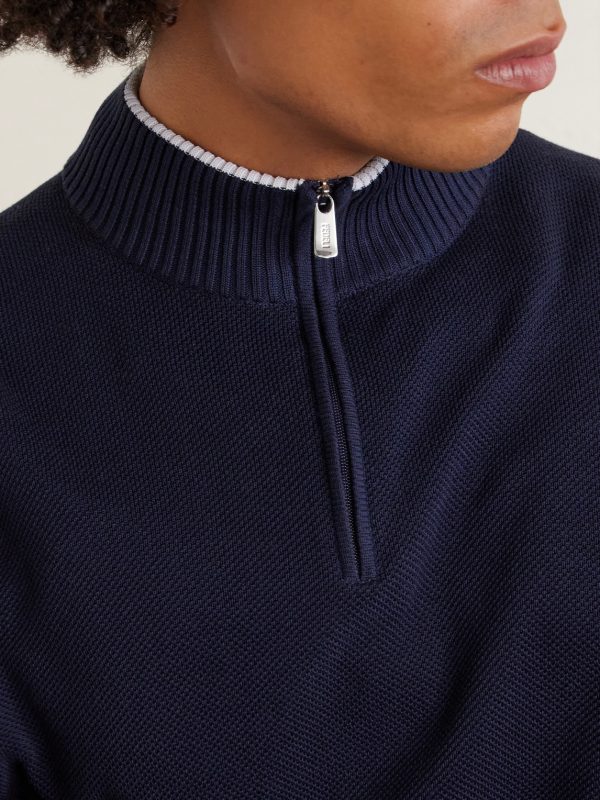 Cotton-Piqué Half-Zip Sweater - CU