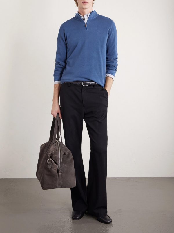 Cotton-Piqué Half-Zip Sweater - OU