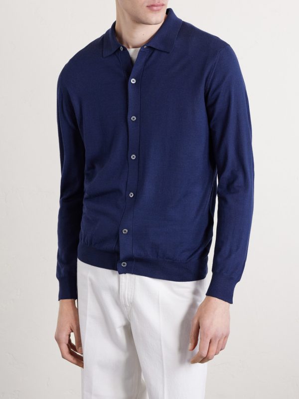 Knitted Wool Polo Shirt - FR Knitted Wool Polo Shirt - FR