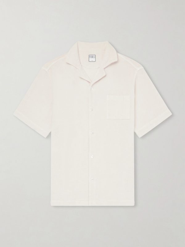 Camp-Collar Cotton-Terry Shirt