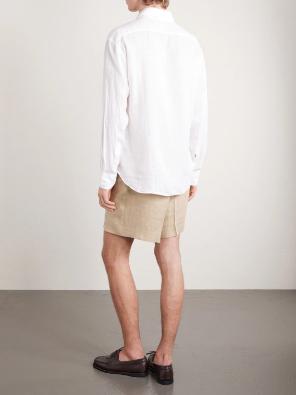Phil Cutaway-Collar Linen Shirt - BK Phil Cutaway-Collar Linen Shirt - BK