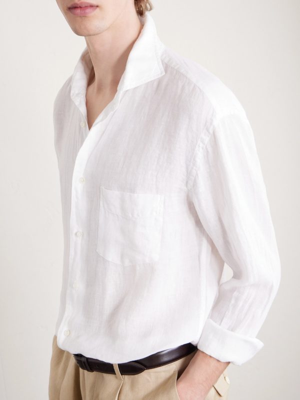 Phil Cutaway-Collar Linen Shirt - CU Phil Cutaway-Collar Linen Shirt - CU