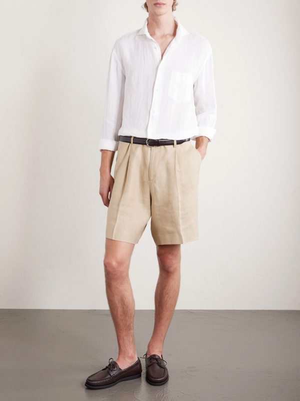 Phil Cutaway-Collar Linen Shirt - OU Phil Cutaway-Collar Linen Shirt - OU