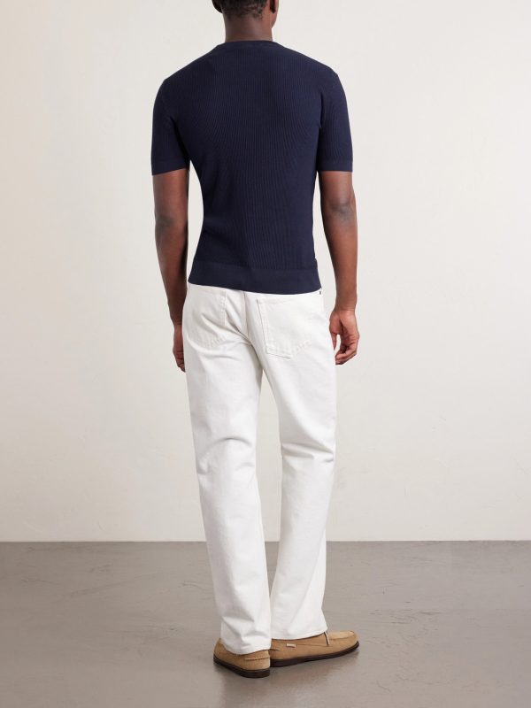 Ribbed Cotton T-Shirt - BK Ribbed Cotton T-Shirt - BK