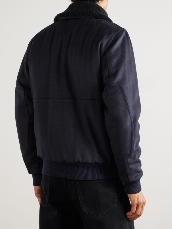 The Flight Jacket 3.0 Shearling-Trimmed Wool Bomber Jacket - BK