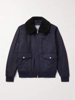 The Flight Jacket 3.0 Shearling-Trimmed Wool Bomber Jacket The Flight Jacket 3.0 Shearling-Trimmed Wool Bomber Jacket