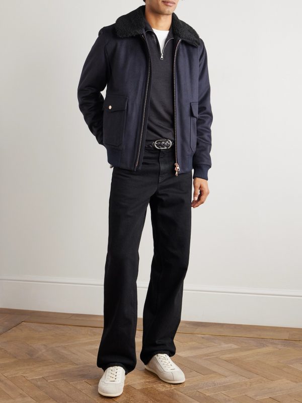 The Flight Jacket 3.0 Shearling-Trimmed Wool Bomber Jacket - OU