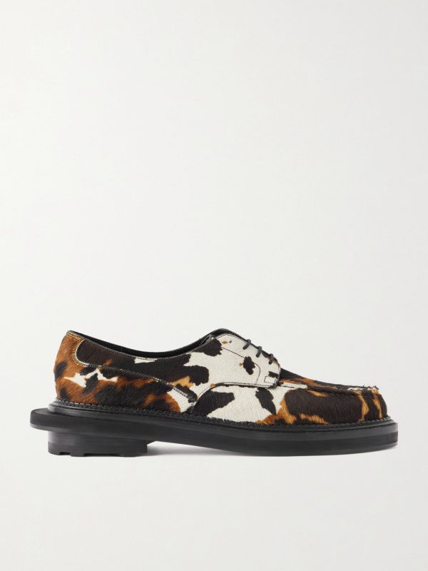 + Sacai Cow-Print Calf Hair Derby Shoes + Sacai Cow-Print Calf Hair Derby Shoes