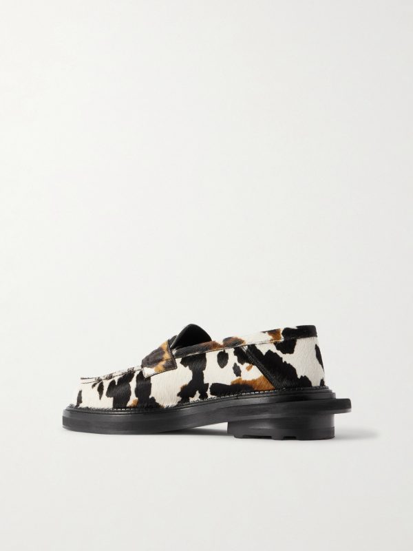 + Sacai Cow-Print Calf Hair Loafers - BK + Sacai Cow-Print Calf Hair Loafers - BK