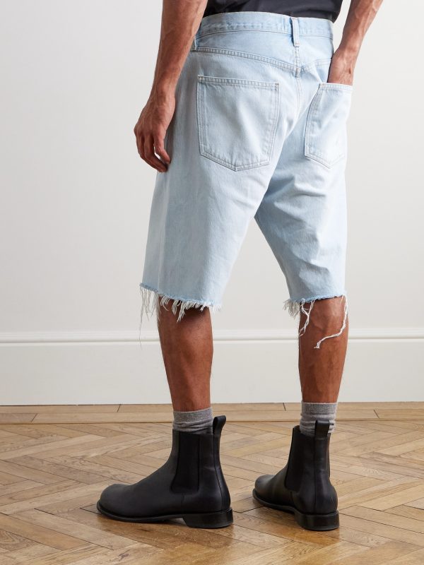 Anson Straight-Leg Frayed Denim Shorts - BK Anson Straight-Leg Frayed Denim Shorts - BK