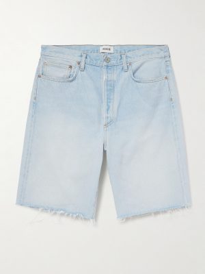 Anson Straight-Leg Frayed Denim Shorts