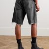 Anson Straight-Leg Frayed Denim Shorts - BK Anson Straight-Leg Frayed Denim Shorts - BK