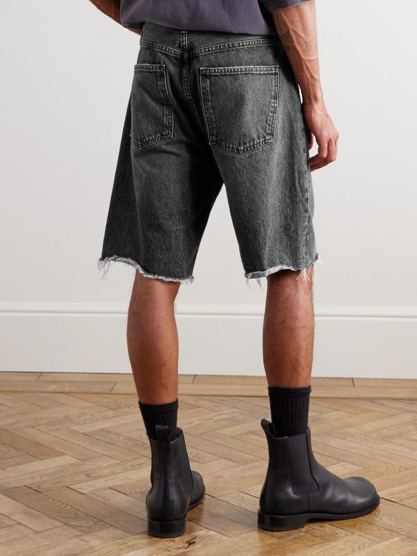 Anson Straight-Leg Frayed Denim Shorts - BK Anson Straight-Leg Frayed Denim Shorts - BK