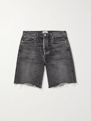 Anson Straight-Leg Frayed Denim Shorts