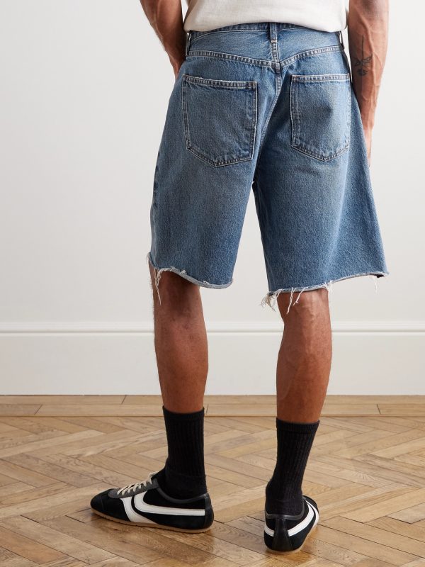 Anson Straight-Leg Frayed Denim Shorts - BK Anson Straight-Leg Frayed Denim Shorts - BK