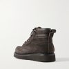 Leather-Trimmed Suede Boots - BK Leather-Trimmed Suede Boots - BK