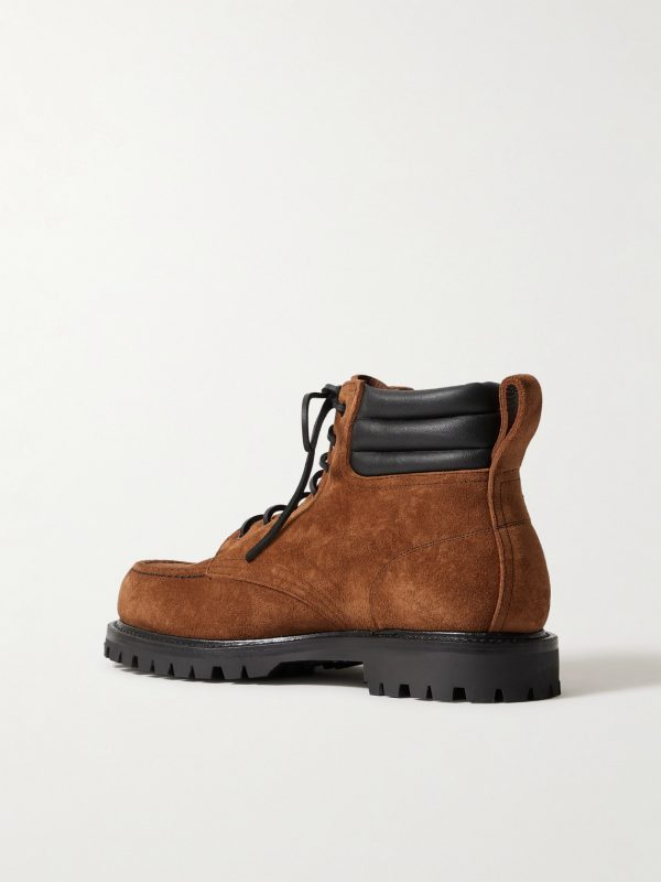Salvia Padded Leather-Trimmed Suede Boots - BK