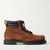 Salvia Padded Leather-Trimmed Suede Boots