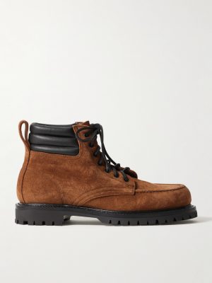 Salvia Padded Leather-Trimmed Suede Boots