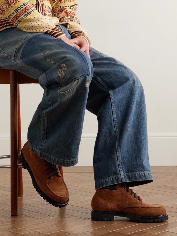 Salvia Padded Leather-Trimmed Suede Boots - OU