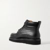Suede-Trimmed Full-Grain Leather Boots - BK Suede-Trimmed Full-Grain Leather Boots - BK