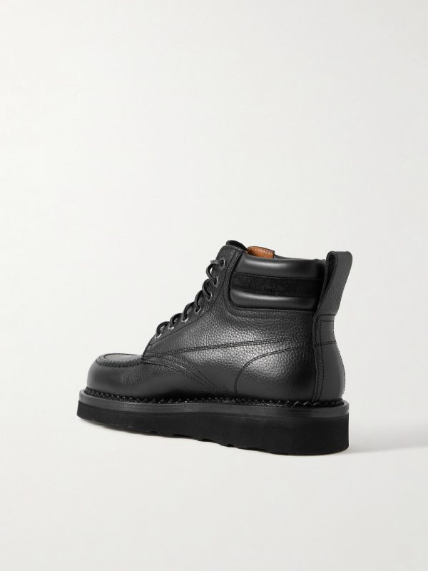Suede-Trimmed Full-Grain Leather Boots - BK Suede-Trimmed Full-Grain Leather Boots - BK