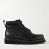 Suede-Trimmed Full-Grain Leather Boots Suede-Trimmed Full-Grain Leather Boots