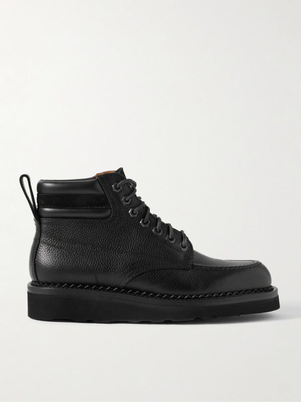 Suede-Trimmed Full-Grain Leather Boots Suede-Trimmed Full-Grain Leather Boots