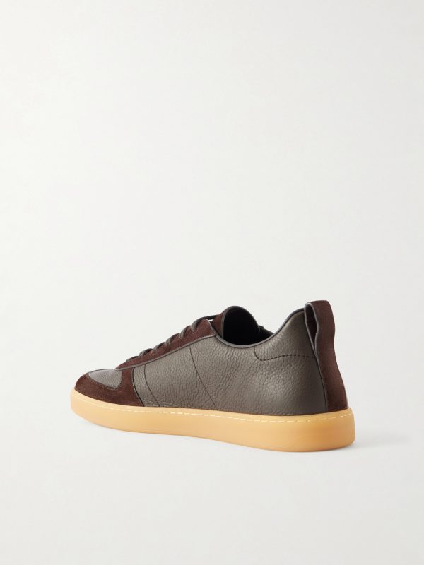 Repton Textured-Leather and Deerskin Sneakers - BK