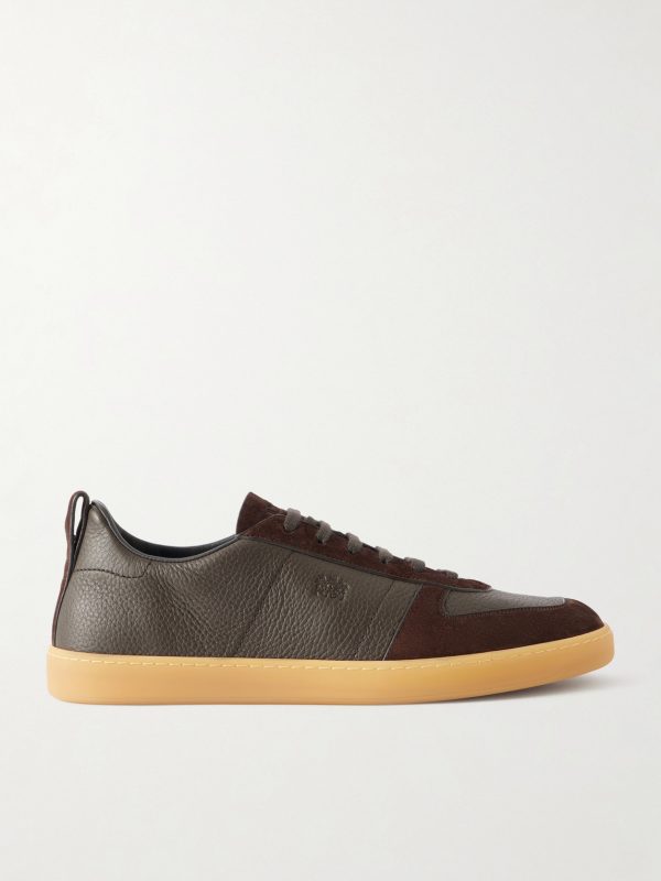Repton Textured-Leather and Deerskin Sneakers