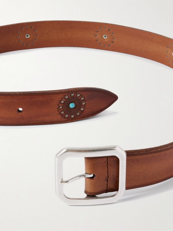 3.5cm Embellished Leather Belt - E1 3.5cm Embellished Leather Belt - E1