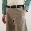 3.5cm Leather-Trimmed Woven Belt - FR 3.5cm Leather-Trimmed Woven Belt - FR