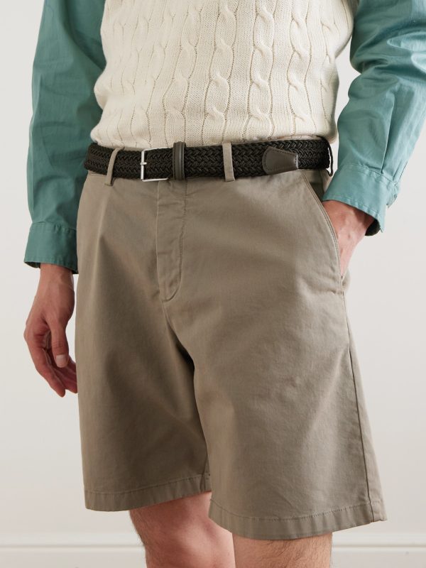 3.5cm Leather-Trimmed Woven Belt - FR 3.5cm Leather-Trimmed Woven Belt - FR