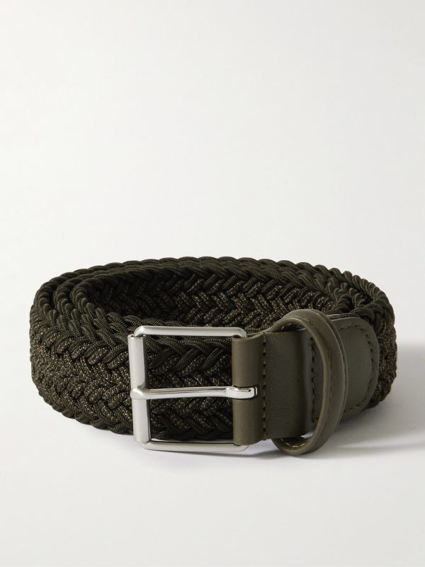 3.5cm Leather-Trimmed Woven Belt 3.5cm Leather-Trimmed Woven Belt