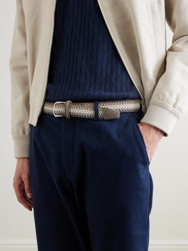Suede-Trimmed Woven Cord Belt - FR Suede-Trimmed Woven Cord Belt - FR