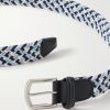3.5cm Leather-Trimmed Woven Elastic Belt - E1