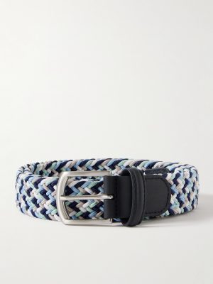 3.5cm Leather-Trimmed Woven Elastic Belt 3.5cm Leather-Trimmed Woven Elastic Belt