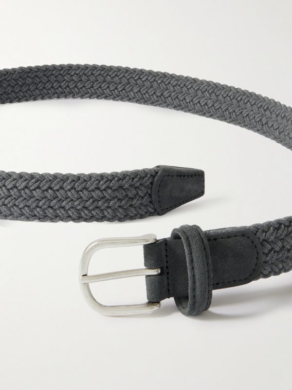 3cm Leather-Trimmed Woven Belt - E1 3cm Leather-Trimmed Woven Belt - E1